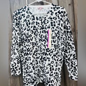 Merona black and white animal print cardigan xxl